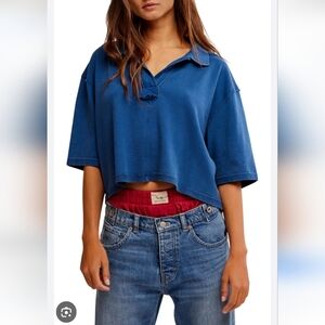 We the Free People Denmark Polo Top Crop Women's Top NWT XL